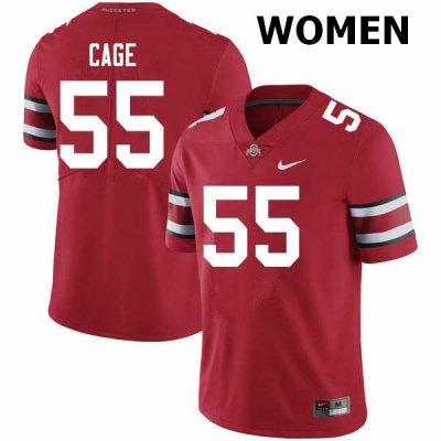 NCAA Ohio State Buckeyes Women's #55 Jerron Cage Scarlet Nike Football College Jersey EDO0745GK